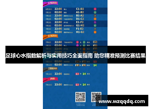 足球心水指数解析与实用技巧全面指南 助您精准预测比赛结果